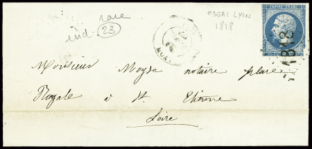 N°14B 20c. bleu, T II, très défx, obl. GC d'ESSAI 1818