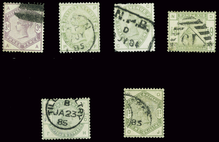 N°80 à 85 : Victoria de 1883-1884, obl., TB
