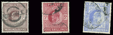 N°118 à 120 2/6, 5s. et 10s. Edouard VII de 1902-1910,