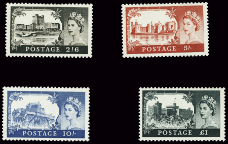 N°351 à 354 série des châteaux de 1959, De La Rue,
