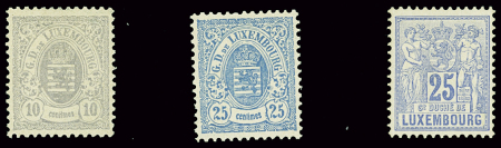 N°42 10c. gris-violet (signé A.Brun) + n°45 25c. bleu,