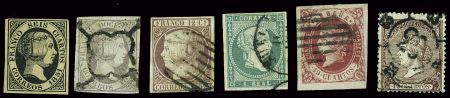 N°6 6c. noir, nsg + n°7 + n°13 +  n°40 + n°46 + n°82