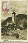 N°46 20 sur 50c. lie de vin, obl. ANDORRE LA VIEILLE