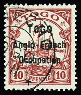 N°56 10 pf. rouge, obl., TB, R