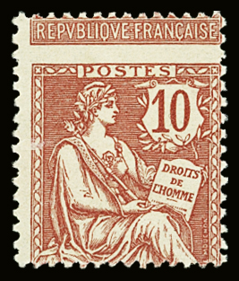 N°124 10c. rose, variété piquage à cheval, neuf *,