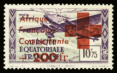 POSTE AERIENNE N°29 +200 fr. s. 10 fr. 75, neuf **,