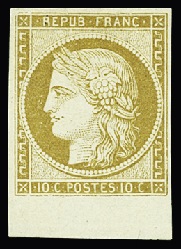N°1 10c. bistre-jaune, bdf, neuf sans gomme, TB. Signé