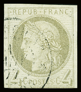 N°16 4c. gris, oblitéré càd, TB. Signé A.Brun