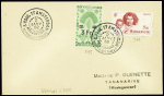 Madagascar n°295 + 311 obl CAD "S. Paul et Amsterdam Madagascar depend. Australes" (2 janv 52 - Vercors) sur lettre (courrier Guenette). TB