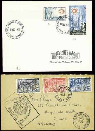 7 lettres de Kerguelen, Terre Adélie, St Paul et Amsterdam avec bons AFF dont 4 lettres recommandées de Terre Adélie (24.1.1964) ayant voyagé. TB lot