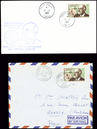 TAAF PA n°19, 25F Charcot obl Terre Adélie (19.12.1961 - 1er jr) sur 4 lettres et Kerguelen (29.12.1961 - sur 1 lettre). TB