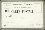 CP précurseur officielle d'essai avec date erronnée "Loi du 20 décembre 1870" (ESS 5B). TB