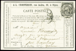 CP précurseur privée "AL Grosperrin, rue Audra 25 à Dijon" AFF n°77 obl Dijon (1877) (PRI G 28 B). TB