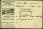 CP annonces Contal n°1167 AFF n°58 entaillé 4 lignes obl étoile 14 avec pubs Teinturerie Belouineau - Belle Jardinière - Charbon des ménages C. Bard. 