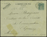 Env. 5c Sage vert TSC A. Deutsch et ses fils, facture (Sag D18 b2) obl. TB