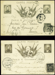 CP 10c Sage noir TSC Tsar et Président Loubet Paris 6 octobre 1896 - armoieries en noir, obl (Sag G 26b). Est jointe une CP avec timbre mobile. TB