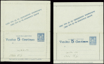 3 cartes-lettres 15c Sage vendues 5c avec annonces (Sag J 34A - 34B - 34C avec pubs diverses dont champagne Roederer, chaussures Raoul et rhum Johns-T