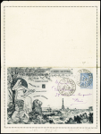 Carte lettre 15c Sage sur carton rose TSC exposition du livre obl (1895) - SAG J 41. TB