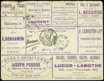 Env annonces 15c Sage série n°32 avec pubs en violet dont Brosse éclair. Obl (Sag J 78b)