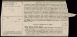 Mandat de poste sans valeur indiquée Sage bleu sur rose - Sag P1 chiffre 83 obl Rebais Seine et Marne (1883). TB