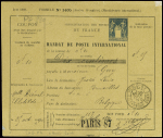 Mandat de poste international Sag P7 - date juin 1889 obl Paris (1890) (Sag P7). TB