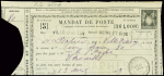 Mandat de poste Sage avec globe noir et légende à gauche "Postes et télégraphes" obl Ville D'Avray (1888), millesime 188 (Sag R6). TB