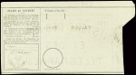 Mandat de poste Sage avec globe noir et légende à gauche "Postes et télégraphes" - date 18 obl Fallon Haute Saône (1890) (Sag R8). TB