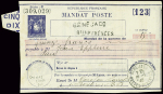 Mandat de poste Sage avec globe violet obl Benejacq Basses Pyrénées (1940) (Sag R13). TB
