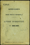 Livret d'identité postale n°000.000 avec surcharge specimen (ref 500-40) (1909) période Merson (Mer A2). TB