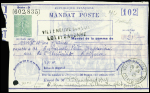 Mandat poste semeuse lignée verte seule (sans le type Sage) série D obl Villeneuve sur Lot et Garonne (1943) Sel M2. TB