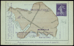 Carte lettre 30c violet pneu de Marseille avec 11 villes (Sec K7). TB
