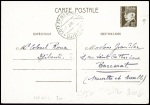 CP 80c Pétain brun avec CAD à pont "Cote Fse des Somalis Djibouti" (7 janv 42) à côté de la figurine (par avion pendant le blocus de Djibouti) pour Ba