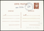 Entier postal 1F20 Petain avec surtaxe ronde 17F Laon RP pour les Antilles de Laon RP (Pet D3 D1). Neuf, TB