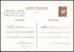  Pétain brun-rouge neuve avec surcharge ronde de surtaxe aérienne pour les Antilles : "Surtaxe perçue 17F Laon RP" (Pet D3 d1) neuve. TB