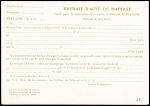 CP avec réponse payée 1F20 + 1F20 Pétain sur carton blanc demande d'extrait de mariage  (Pet D10c) neuve. Rare et TB