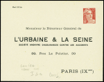 Env 6F Gandon rouge L'Urbaine & La Seine TSC avec lettres romaines ornées (GanI 1a) neuve. TB