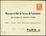 Env lettre 15F Gandon bleu TSC La Fraternelle Automobile avec lettres de fantaisie obl Rilly la Montagne Marne (1955) (Gan N 3a). TB