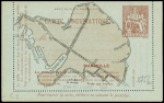 Carte lettre pneu de Marseille 40c Chaplain rouge brique papier bleu clair (Cha C2) neuve. TB