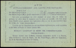 Carte lettre pneu de Marseille 1F Chaplain violet (CHAM 3) neuve. TB