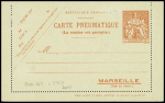 Carte lettre pneu de Marseille 2F Chaplain rouge-orange (Cha Q3) neuve. TB