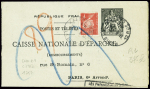 Pneu Caisse d'Epargne 2F + 2F Chaplain noir obl avec complément par n°514, 1F Pétain. TB