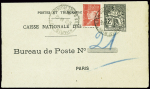 Pneu Caisse d'Epargne 2F + 2F Chaplain noir obl avec complément par n°514, 1F Pétain. TB