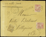 N°80 + 98, 2 pièces, obl Chateauroux Indre (1901) sur lettre chargée du 3ème échelon (VD 3000F). TB