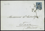 N°90 annulé plume + mention manuscrite "Bon Af" sur lettre de Paris pour Tain (Drôme) avec arrivée. TB