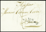 Lettre avec au verso MP "Deb 24 Baume" (1805) ind 20