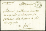 DOUBS - Lettre avec port payé orné avec fleur de lys