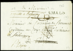 Lettre  avec MP "S. Malo" pour un militaire à Besançon réexpédiée à Selongey avec marque manuscrite "Acquitté à Besançon" (1783). TB