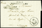 Cursive "24 Blamont l'Isle s. le Doubs" + MP "P 24 P Lisle.s.le Doubs" (1829), ind 22+, belle association
