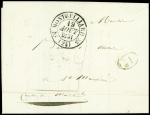 Lettre avec T12 Montbeliard (1831) sur lettre avec au verso MP "Deb 24 L'Isle sur le Doubs" (1831), ind 20. TB