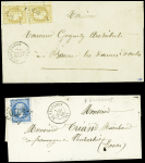 2 lettres : n°28 en paire obl PC du GC 4070 + T16 "Le Valdahon (24)" (1869 - ind 19) et n°22 obl GC 4070 + T15 "Le Valdahon (24)" (1866). TB